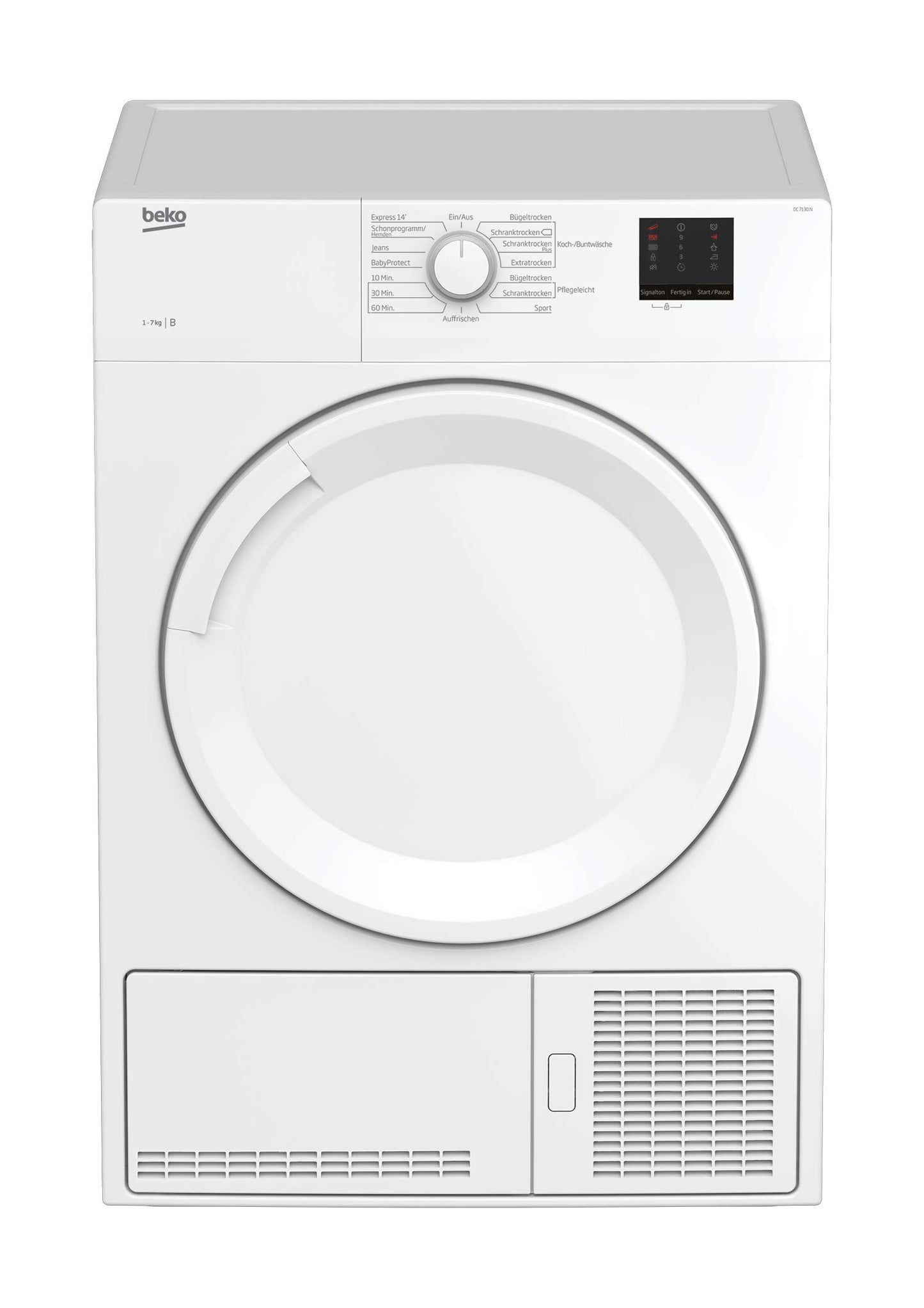 Beko DC 7130 N b100 Kondenstrockner, 7 kg, Elektronische Feuchtemessung, Automatischer Knitterschutz, AquaWave-Schontrommel, 15 Programme, Express Programm