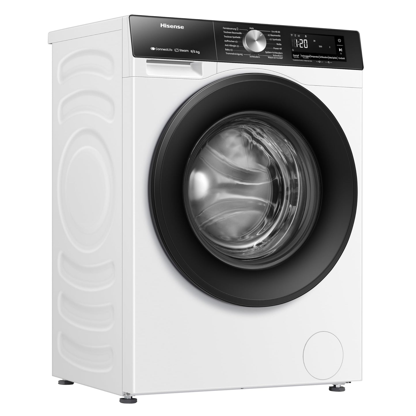 Hisense WD3S8043BW3 Waschtrockner/ConnectLife /16 Programme /8 KG, 54 Liter /1400 U/min/Dampffunktion/JetWash/Anti-Allergie Program/Auto Program/Eco Wash/Steam Refresh/Wolle/EEK A-D