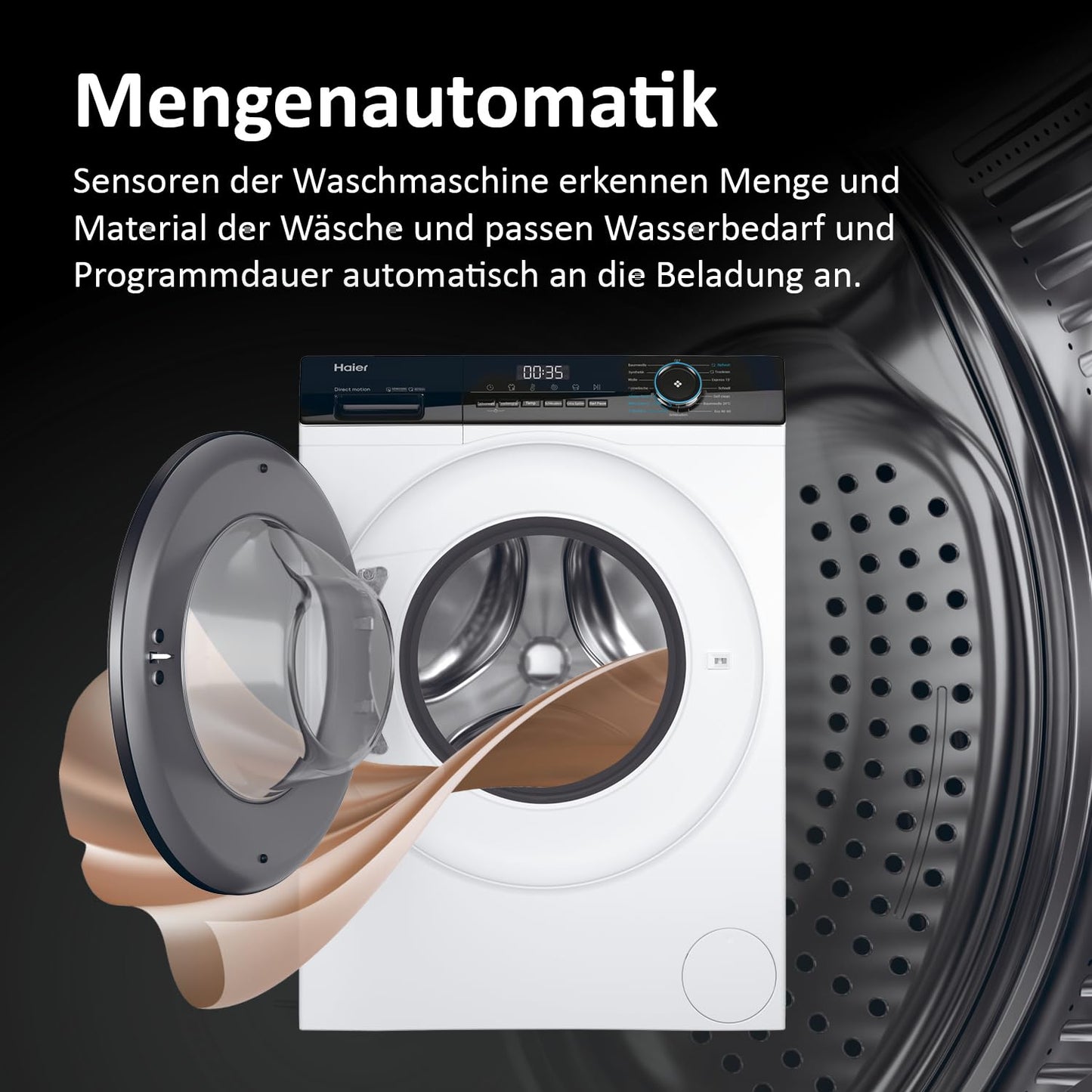Haier I-PRO SERIE 3 Waschtrockner HWD80-B14939, 8kg Waschen und 5kg Trocknen, 1.400 U/Min