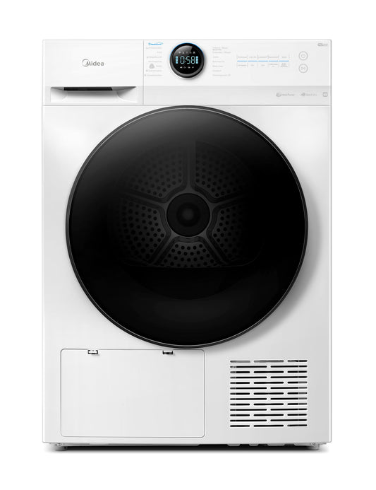 Midea MD20EH80WB-A3 Wärmepumpentrockner, 8 kg, Energieklasse C, UV Hygience, Knitterschutz, Sanfte Pflege, Auto Dry, Wollpflege, Auffrischen, Fernsteuerung, Startzeitvorwahl, Weiß