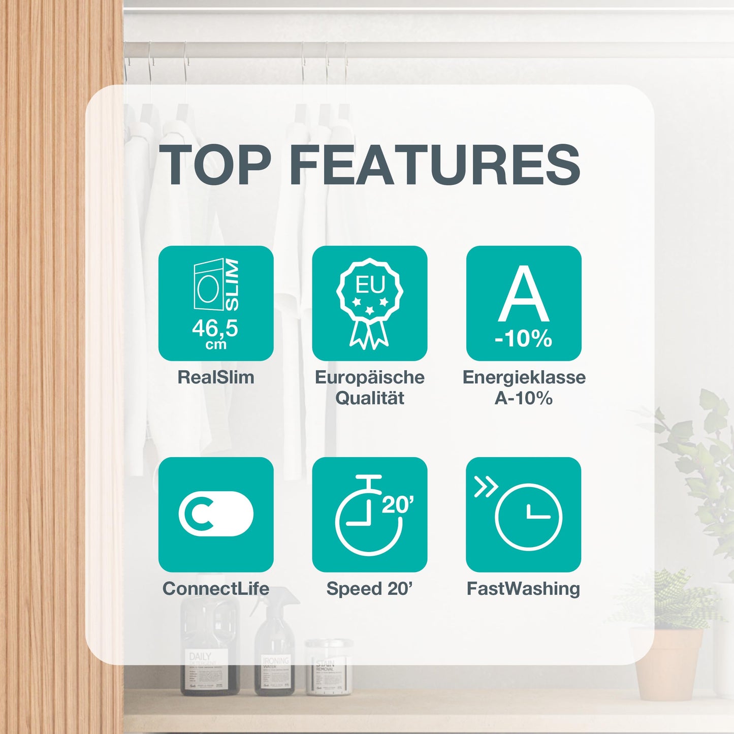 Gorenje WPAM74SA1T Waschmaschine mit Dampffunktion/Slim/ConnectLife / 7Kg / 1400 U/min/15 Programme/Totaler AquaStop/Wave Active Trommel/ExtraHygiene/PowerWash/Schnell Waschgang/EEK: A-10%