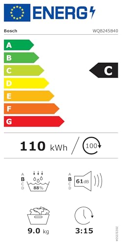Bosch WQB245B40, Stiftung Warentest GUT (2,5)*, Serie 8 Smarter Wärmepumpentrockner 9 kg, AutoDry Sensorgesteuerte Trocknung, SmartDry Programmautomatik, LED-Display, Selbstreinigender Kondensator