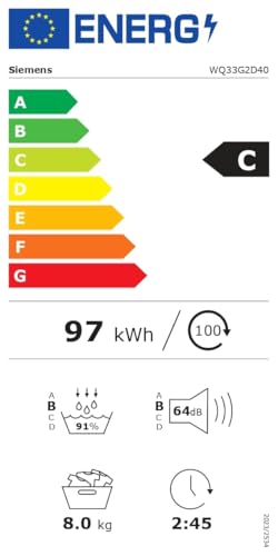 Siemens WQ33G2D40 Wärmepumpentrockner für 8 kg Wäsche, iQ500, A+++, 176 kWh/Jahr, speedPack, autoDry, Outdoor-Programm, Weiß