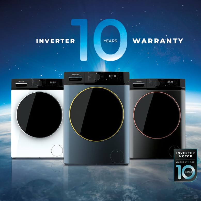 Cecotec Frontlader-Waschmaschine 8 kg Bolero Dresscode 8610 Inverter A. 8 kg Kapazität, 1400 U/min, Klasse A, Dampffunktion, Inverter Plus Motor, 15 Programme, optimiert Wasser- und Waschniveau