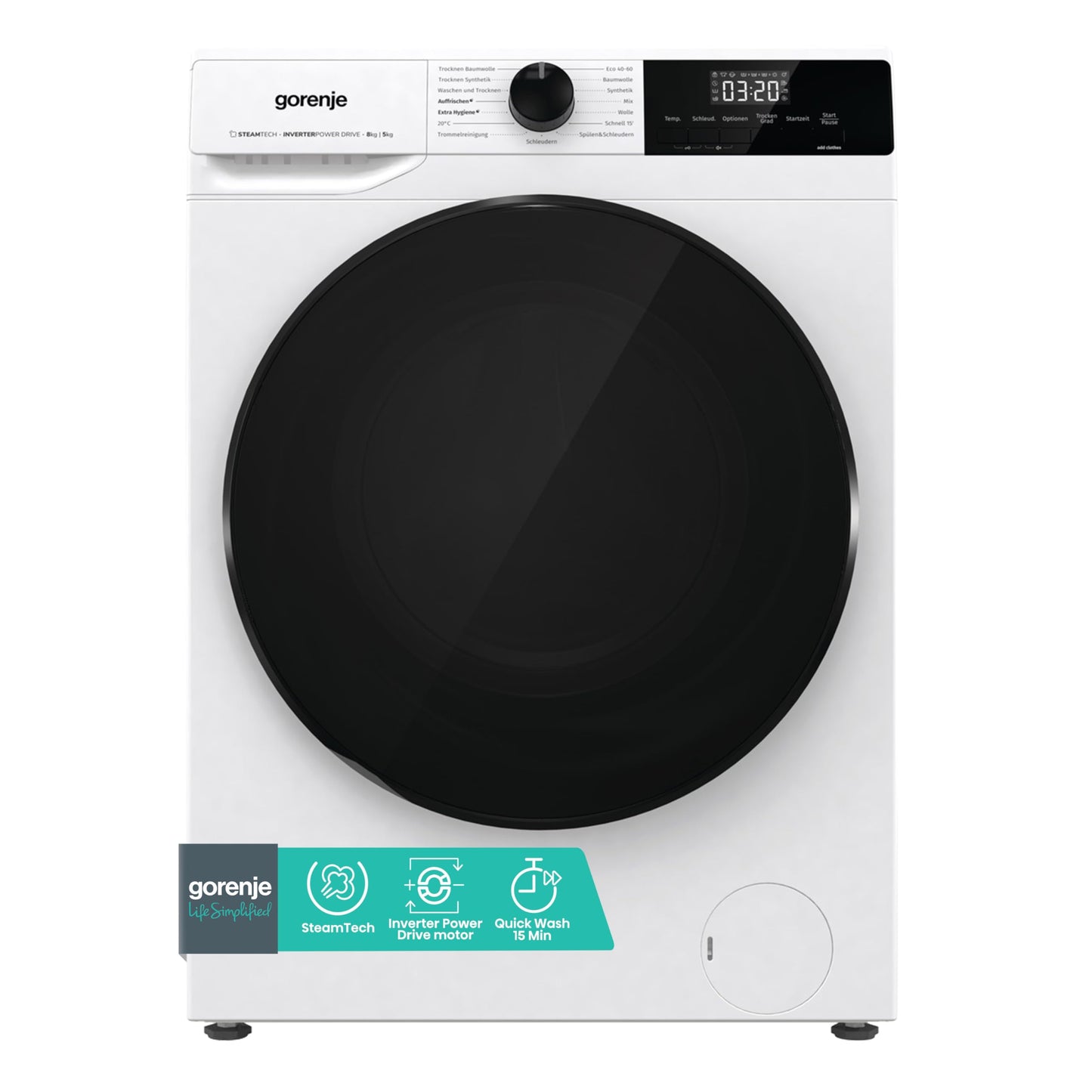 Gorenje WDAM 854 AP Waschtrockner mit Dampffunktion, 8 kg, 1400 U/min, Weiß