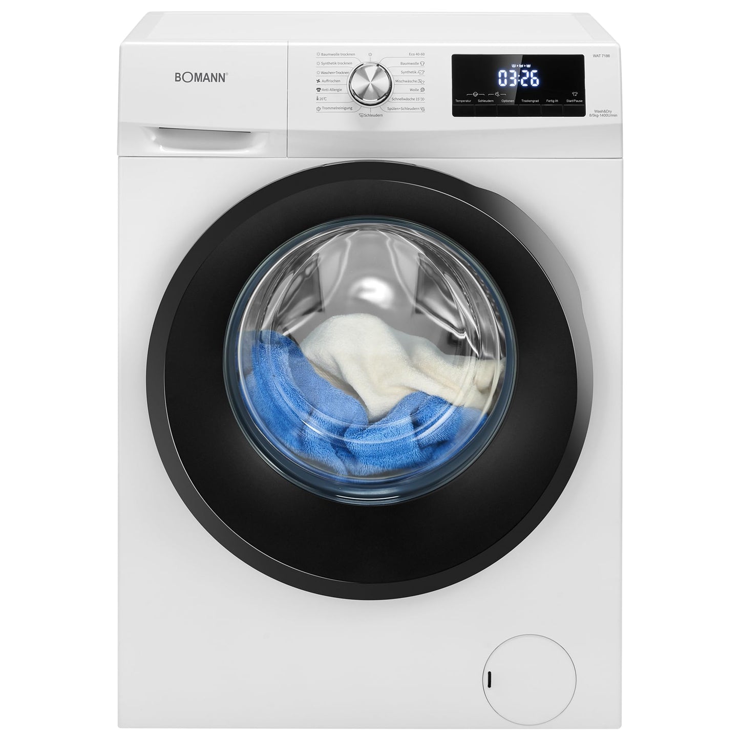 Bomann Waschtrockner WAT 7186, 8 kg Waschen und 5 kg Trocknen, 1400 U/Min, Weiß