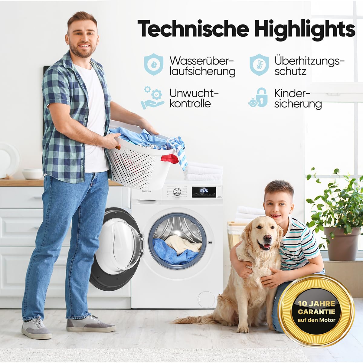 Bomann Waschtrockner WAT 7186, 8 kg Waschen und 5 kg Trocknen, 1400 U/Min, Weiß