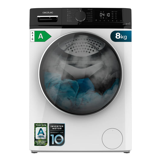 Cecotec Frontlader-Waschmaschine 8 kg Bolero Dresscode 8610 Inverter A. 8 kg Kapazität, 1400 U/min, Klasse A, Dampffunktion, Inverter Plus Motor, 15 Programme, optimiert Wasser- und Waschniveau