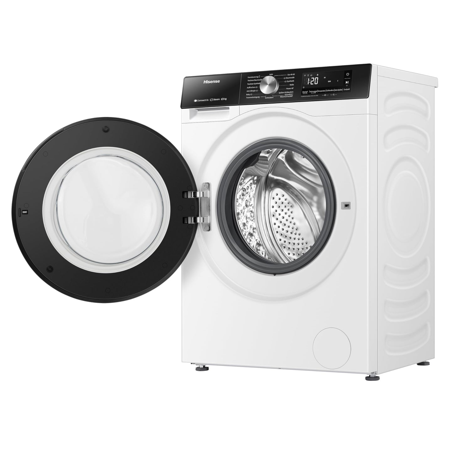 Hisense WD3S8043BW3 Waschtrockner/ConnectLife /16 Programme /8 KG, 54 Liter /1400 U/min/Dampffunktion/JetWash/Anti-Allergie Program/Auto Program/Eco Wash/Steam Refresh/Wolle/EEK A-D