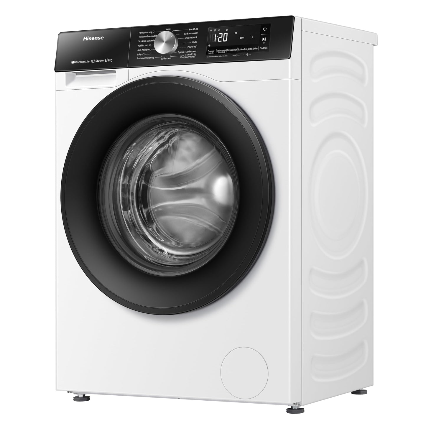 Hisense WD3S8043BW3 Waschtrockner/ConnectLife /16 Programme /8 KG, 54 Liter /1400 U/min/Dampffunktion/JetWash/Anti-Allergie Program/Auto Program/Eco Wash/Steam Refresh/Wolle/EEK A-D