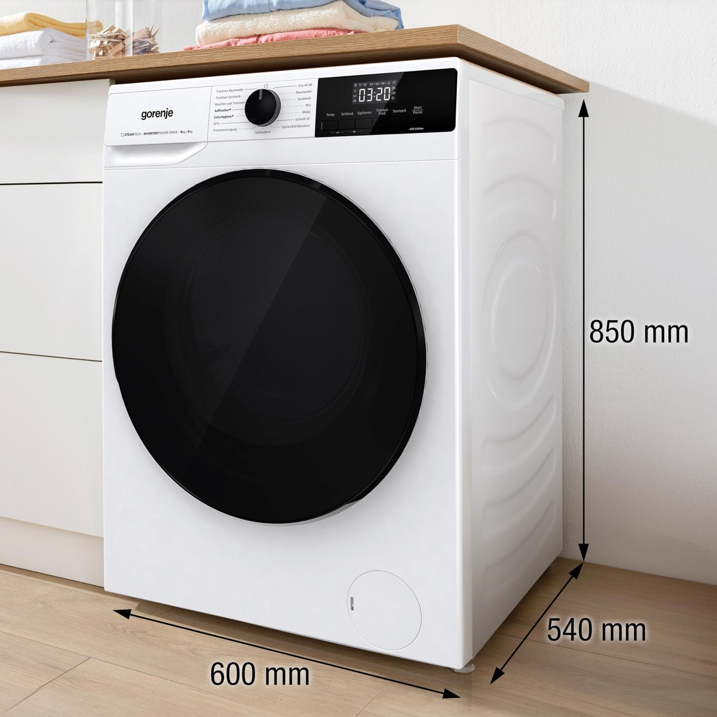 Gorenje WDAM 854 AP Waschtrockner mit Dampffunktion, 8 kg, 1400 U/min, Weiß